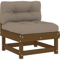 vidaXL Middle Sofa with Cushions Honey Brown Solid Wood Pine, Brown