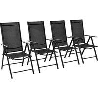 vidaXL Folding Garden Chairs 4 pcs Aluminium and Textilene Black, Black