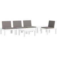 vidaXL 6 Piece Garden Lounge Set w/ Cushions White PP, White