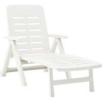vidaXL Folding Sun Lounger Plastic White, White