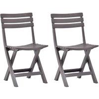 vidaXL Folding Garden Chairs 2 pcs Plastic Mocha, Grey