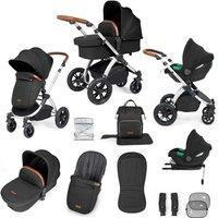 Ickle Bubba Stomp Luxe 12 Piece Travel System with i-Size Cirrus Car Seat & ISOFIX Base - Silver/Midnight/Tan, Black
