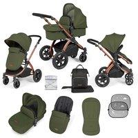 Ickle Bubba Stomp Luxe 2 In 1 Pushchair & Carrycot - Bronze Woodland Black, Green