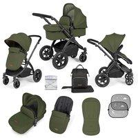 Ickle Bubba Stomp Luxe 2 In 1 Pushchair & Carrycot - Black Woodland Black, Green