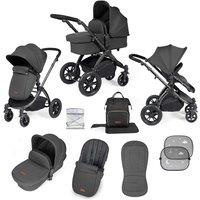 Ickle Bubba Stomp Luxe 2 In 1 Pushchair & Carrycot - Black Charcoal Grey Black, Grey