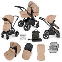 Ickle Bubba Stomp Luxe 2 In 1 Pushchair & Carrycot - Black Desert Black, Cream