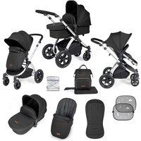 Ickle Bubba Stomp Luxe 2 In 1 Pushchair & Carrycot - Silver Midnight Black, Black