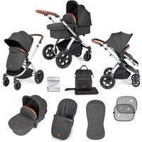 Ickle Bubba Stomp Luxe 2 In 1 Pushchair & Carrycot - Silver Charcoal Grey Tan, Grey