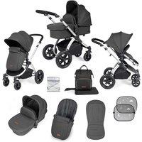 Ickle Bubba Stomp Luxe 2 In 1 Pushchair & Carrycot - Silver Charcoal Grey Black, Grey