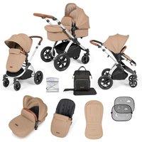 Ickle Bubba Stomp Luxe 2 In 1 Pushchair & Carrycot - Silver Desert Tan, Cream