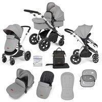 Ickle Bubba Stomp Luxe 2 In 1 Pushchair & Carrycot - Silver Pearl Grey Black, Grey