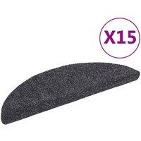 Vidaxl 15Pcs Self-adhesive Stair Mats Needle Punch 56X17X3Cm Dark Grey, Grey