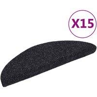 Vidaxl 15 Pcs Self-adhesive Stair Mats Needle Punch 56X17X3 Cm Black, Black
