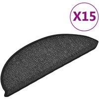 Vidaxl Carpet Stair Treads 15 Pcs Anthracite 56X17X3 Cm, Grey
