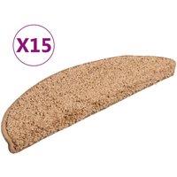 Vidaxl Carpet Stair Treads 15 Pcs Beige 56X17X3 Cm, Cream