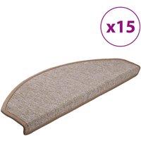 Vidaxl Carpet Stair Treads 15 Pcs Light Brown 65X24X4 Cm, Brown