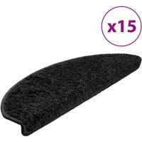 Vidaxl Carpet Stair Treads 15 Pcs Black 65X21X4 Cm, Black