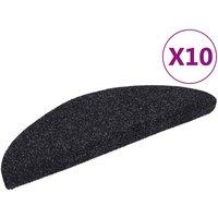 Vidaxl Self-adhesive Stair Mats 10 Pcs Black 56X17X3 Cm Needle Punch, Black