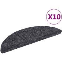 Vidaxl Self-adhesive Stair Mats 10 Pcs Dark Grey 56X17X3 Cm Needle Punch, Grey
