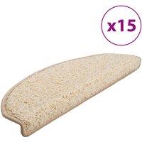 Vidaxl Carpet Stair Treads 15 Pcs Cream 65X21X4 Cm, Cream