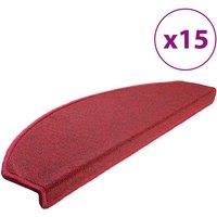 Vidaxl Carpet Stair Treads 15 Pcs Bordeaux Red 65X24X4 Cm, Red