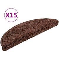 Vidaxl Carpet Stair Treads 15 Pcs Brown 56X17X3 Cm, Brown