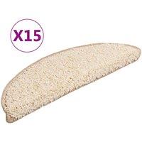 Vidaxl Carpet Stair Treads 15 Pcs Cream 56X17X3 Cm, Cream