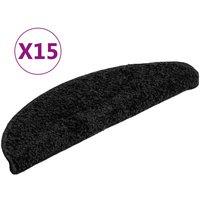 Vidaxl Carpet Stair Treads 15 Pcs Black 56X17X3 Cm, Black
