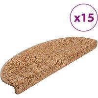 Vidaxl Carpet Stair Treads 15 Pcs Beige 65X21X4 Cm, Cream