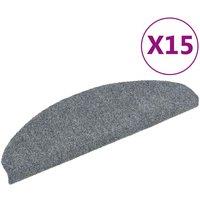 Vidaxl 15 Self-adhesive Stair Mats Needle Punch 65X21X4 Cm Light Grey, Grey