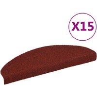 Vidaxl 15 Pcs Self-adhesive Stair Mats Needle Punch 65X21X4 Cm Red, Red