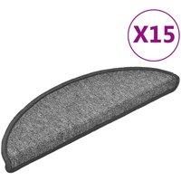 Vidaxl Carpet Stair Treads 15 Pcs Dark Grey 56X17X3 Cm, Grey