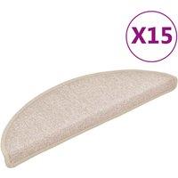 Vidaxl Carpet Stair Treads 15 Pcs Taupe 56X17X3 Cm, Grey