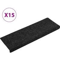 Vidaxl Stair Mats 15 Pcs Needle Punch 65X21X4 Cm Black, Black