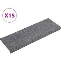 Vidaxl Stair Mats 15 Pcs Needle Punch 65X21X4 Cm Light Grey, Grey