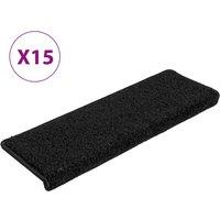 Vidaxl Carpet Stair Treads 15 Pcs 65X21X4 Cm Black, Black