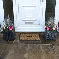 Jvl Rubber Backed Tuffscrape Coir Entrance Doormat 40X60Cm Welcome, Brown