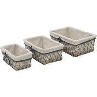 Jvl Arianna Rectangular Willow Storage Basket Set Of 3 Grey Wash, Grey