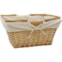 Jvl Handwoven Acacia Rectangular Willow Shopping Basket With Handles Honey Finish