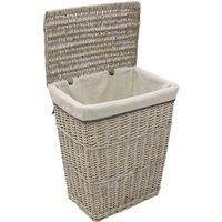 Jvl Arianna Rectangular Tapered Willow Linen Laundry Basket Grey Wash