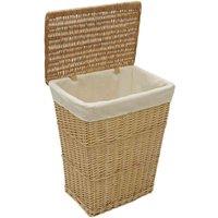 Jvl Handwoven Acacia Rectangular Laundry Willow Basket With Lid Honey Finish