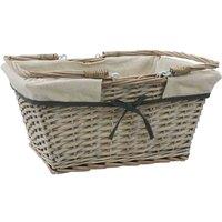 Jvl Arianna Rectangular Willow Shopping Basket Grey Wash