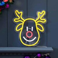 Luca Lighting Neon Reindeer Light Hanging Wall Christmas Decoration, Yellow