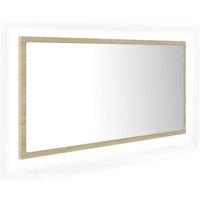 vidaXL LED Bathroom Mirror Sonoma Oak 90x8.5x37 cm Acrylic, Brown