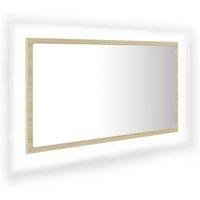 Vidaxl Led Bathroom Mirror Sonoma Oak 80X8.5X37 Cm Acrylic, Brown
