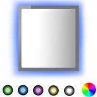 vidaXL LED Bathroom Mirror High Gloss Grey 40x8.5x37 cm Acrylic, Grey