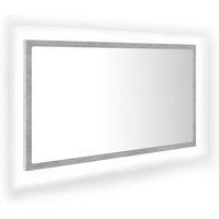 vidaXL LED Bathroom Mirror Concrete Grey 80x8.5x37 cm Acrylic, Grey