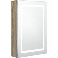 vidaXL LED Bathroom Mirror Cabinet White and Oak 50x13x70 cm, White