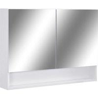 vidaXL LED Bathroom Mirror Cabinet White 80x15x60 cm MDF, White