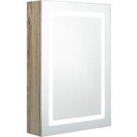 vidaXL LED Bathroom Mirror Cabinet Oak 50x13x70 cm, Brown